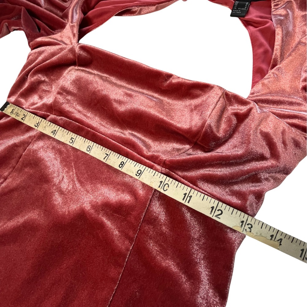 Forever 21 Pink Velour Mini Dress M Sweetheart Babydoll Milkmaid Whimsigoth Punk - Picture 8 of 16